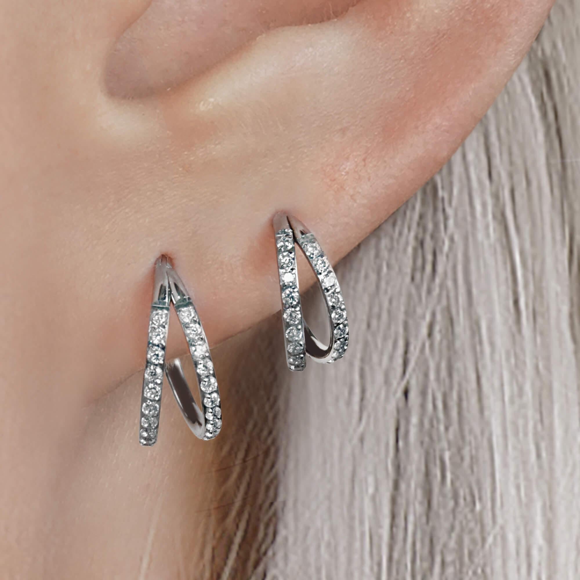 Cartilage Hoop with CZ Stones Available in Multiple Sizes - Bethia