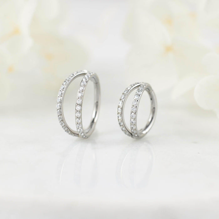 Cartilage Hoop with CZ Stones Available in Multiple Sizes - Bethia