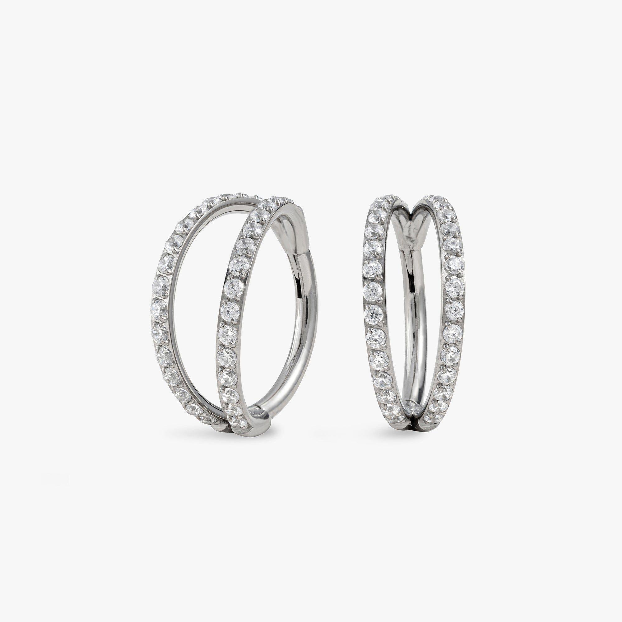 Cartilage Hoop with CZ Stones Available in Multiple Sizes - Bethia